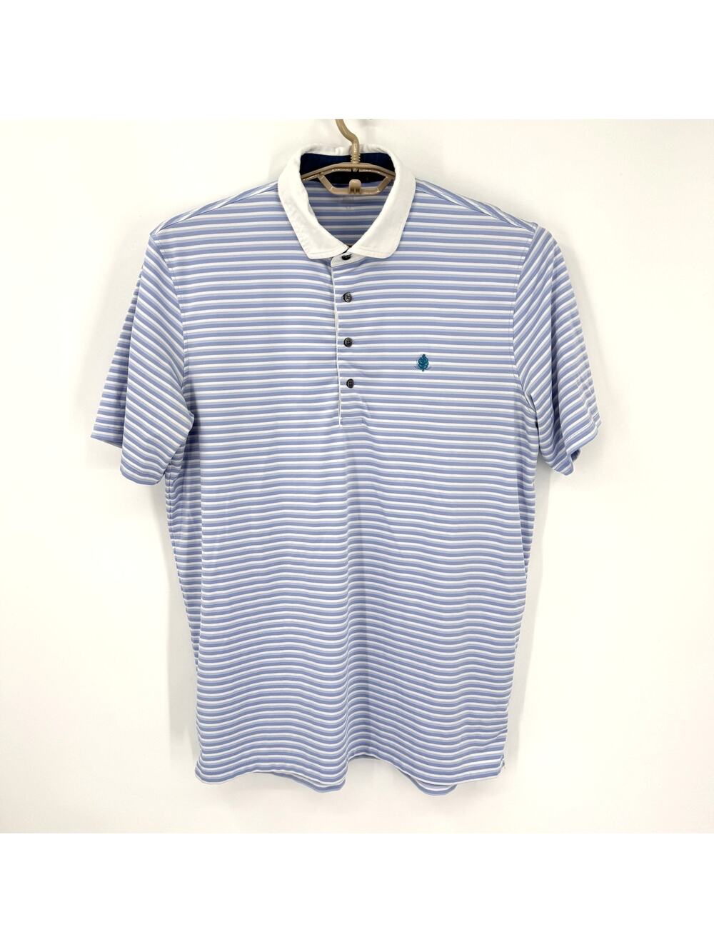 Greyson Mens Performance Golf Polo Shirt Blue Stripe Size Large